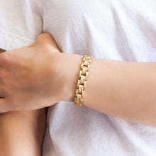 Morning Star - Diamonds Negative ion bracelet, interlock gold