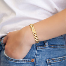 Morning Star - Diamonds Negative ion bracelet, interlock gold