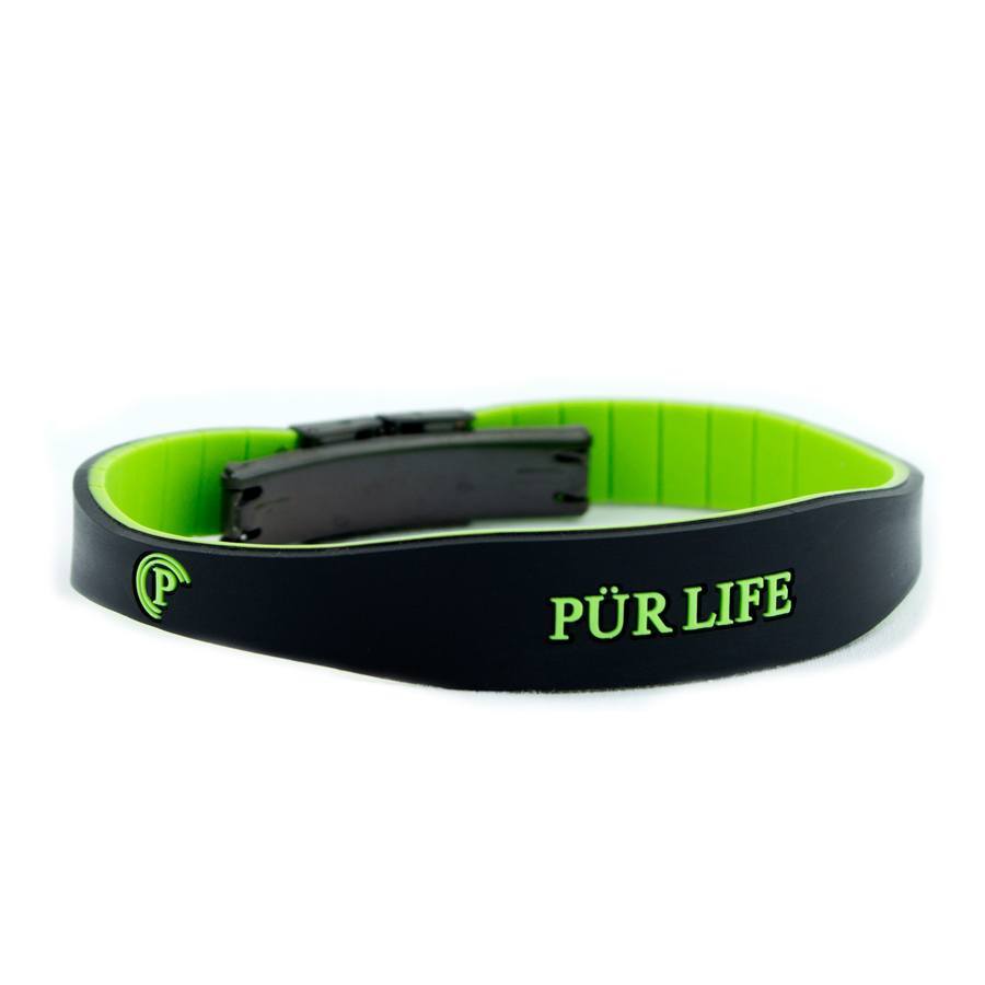 Meadow - Negative Ion Bracelet Green & Black Silicone Band