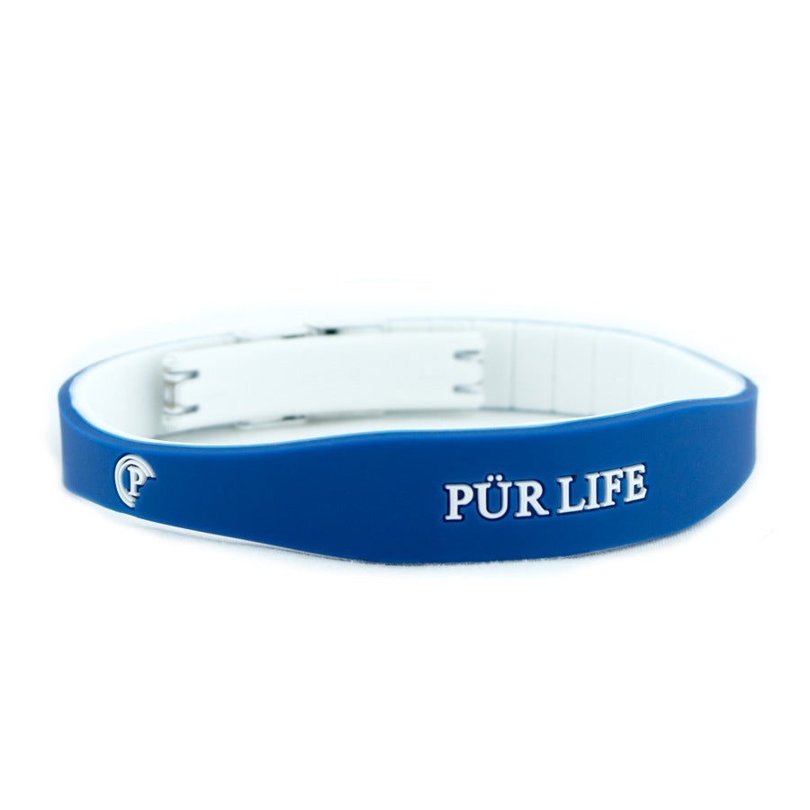 Blue Sky - Negative Ion Bracelet Sporty Blue & White Silicone Band